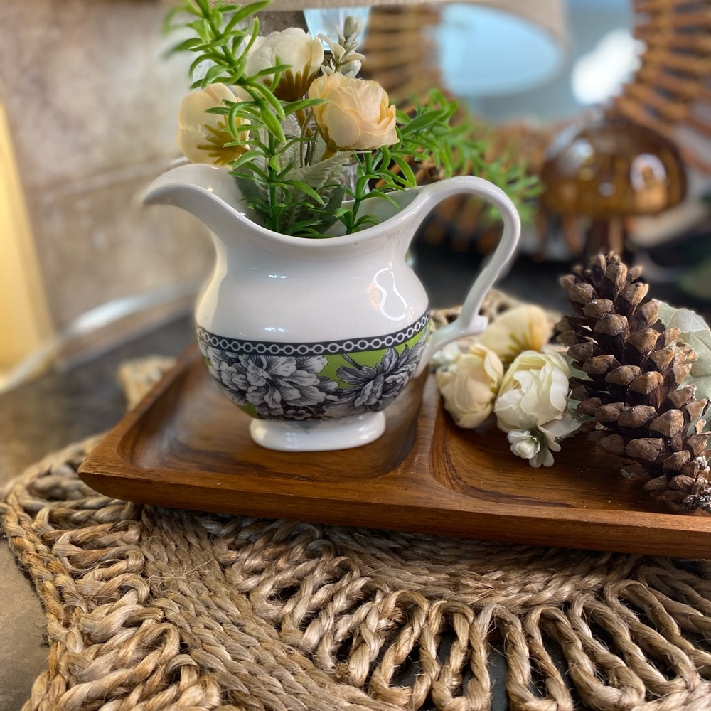Floral Ceramic Pitcher with Handle